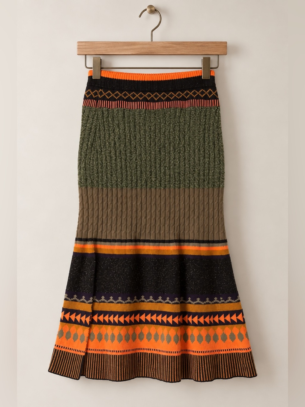 BlankLondon | Anthropologie | Slim Knit Patterned Midi Skirt Medium Western Boho